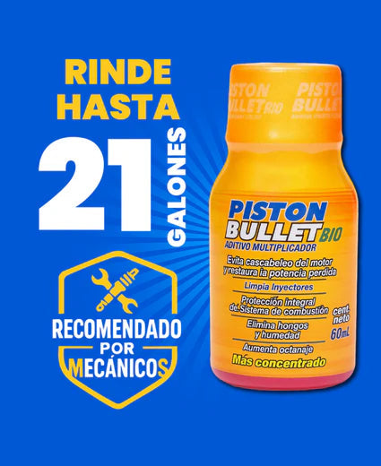 🔧ADITIVO PISTON BULLET BIO PARA CARROS Y MOTOS - AUMENTA POTENCIA Y AHORRA COMBUSTIBLE DESDE EL PRIMER USO