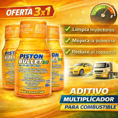🔧ADITIVO PISTON BULLET BIO PARA CARROS Y MOTOS - AUMENTA POTENCIA Y AHORRA COMBUSTIBLE DESDE EL PRIMER USO