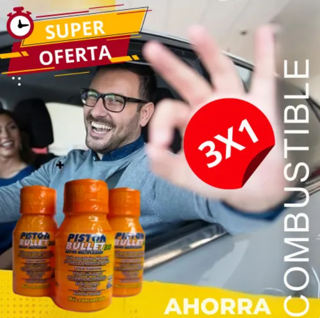 🔧ADITIVO PISTON BULLET BIO PARA CARROS Y MOTOS - AUMENTA POTENCIA Y AHORRA COMBUSTIBLE DESDE EL PRIMER USO